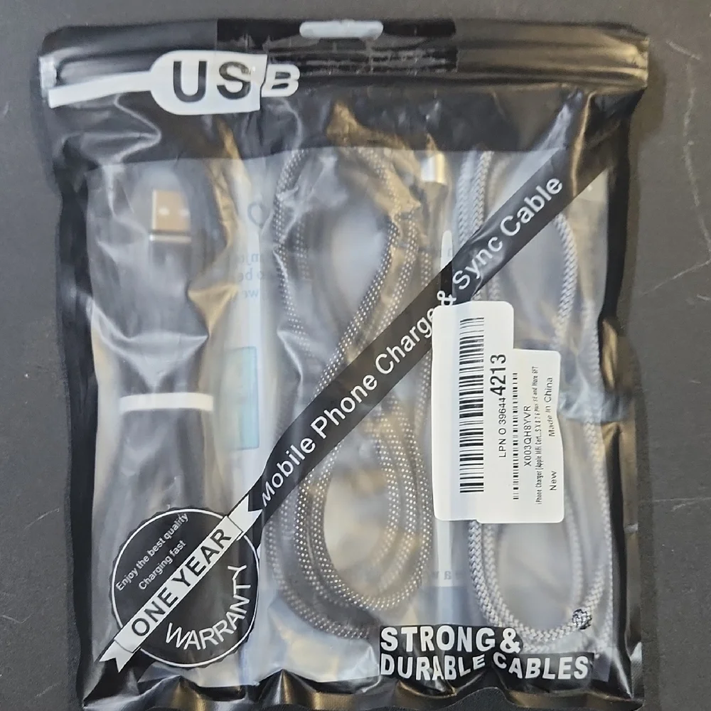Durable Silver USB Charging Cable